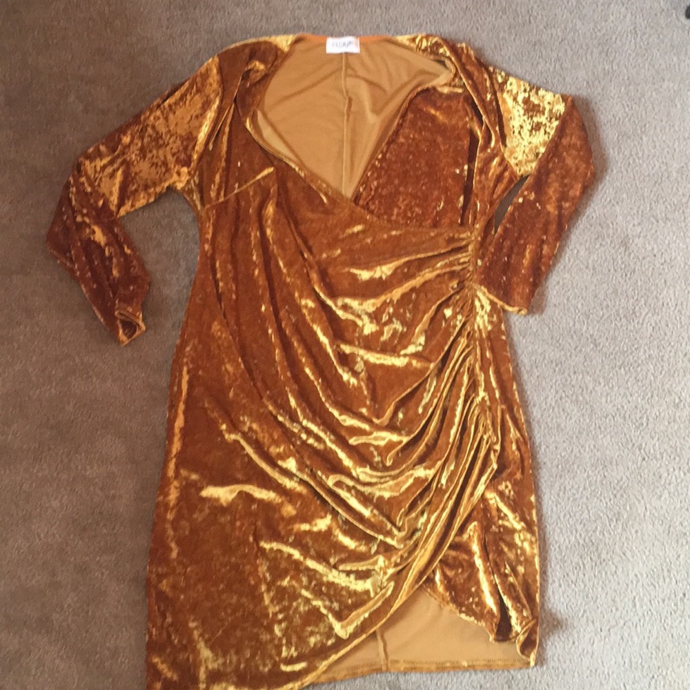 Gold velour dress plus size